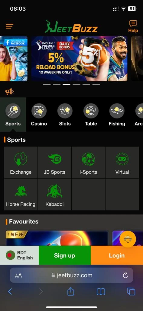 Jeetbuzz app main page