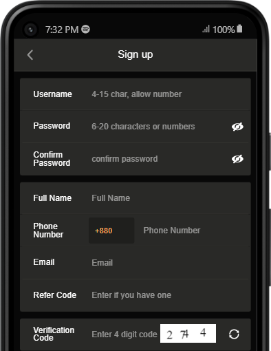 Jeetbuzz Bangla sign up process and registration form with details that are needed in order to create an account.